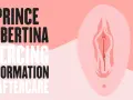 Grafika z napisem "Prince Albertina Piercing Information & Aftercare" i schematycznym przedstawieniem piercingu.