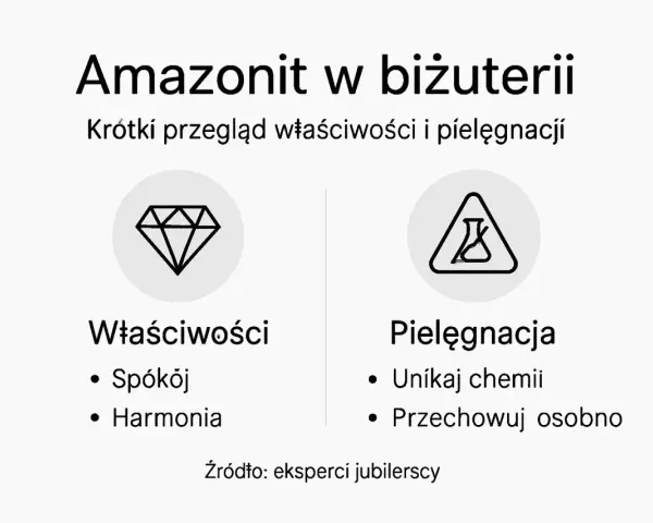 Amazonit w biżuterii: poznaj jego właściwości, takie jak spokój i harmonia. Dowiedz się, jak pielęgnować ten kamień, unikając chemii.