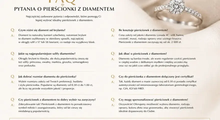 Elegancki pierścionek z brylantem i wysadzanym obrączką, idealny na zaręczyny. Poznaj różne rodzaje pierścionków i wybierz swój wymarzony.